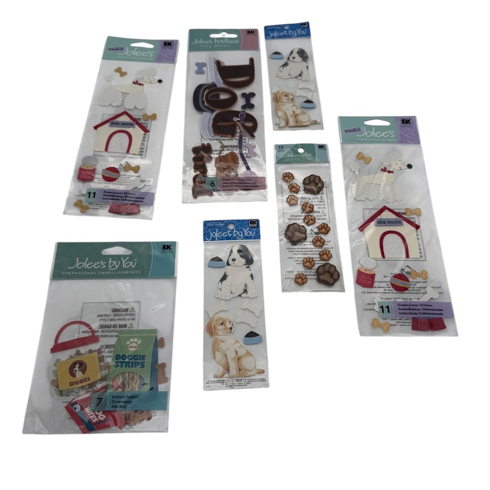 Jolee's Boutique Dog Puppy Dimensional Sticker Lot 7 Packs Poodle Paw Prints 3D
